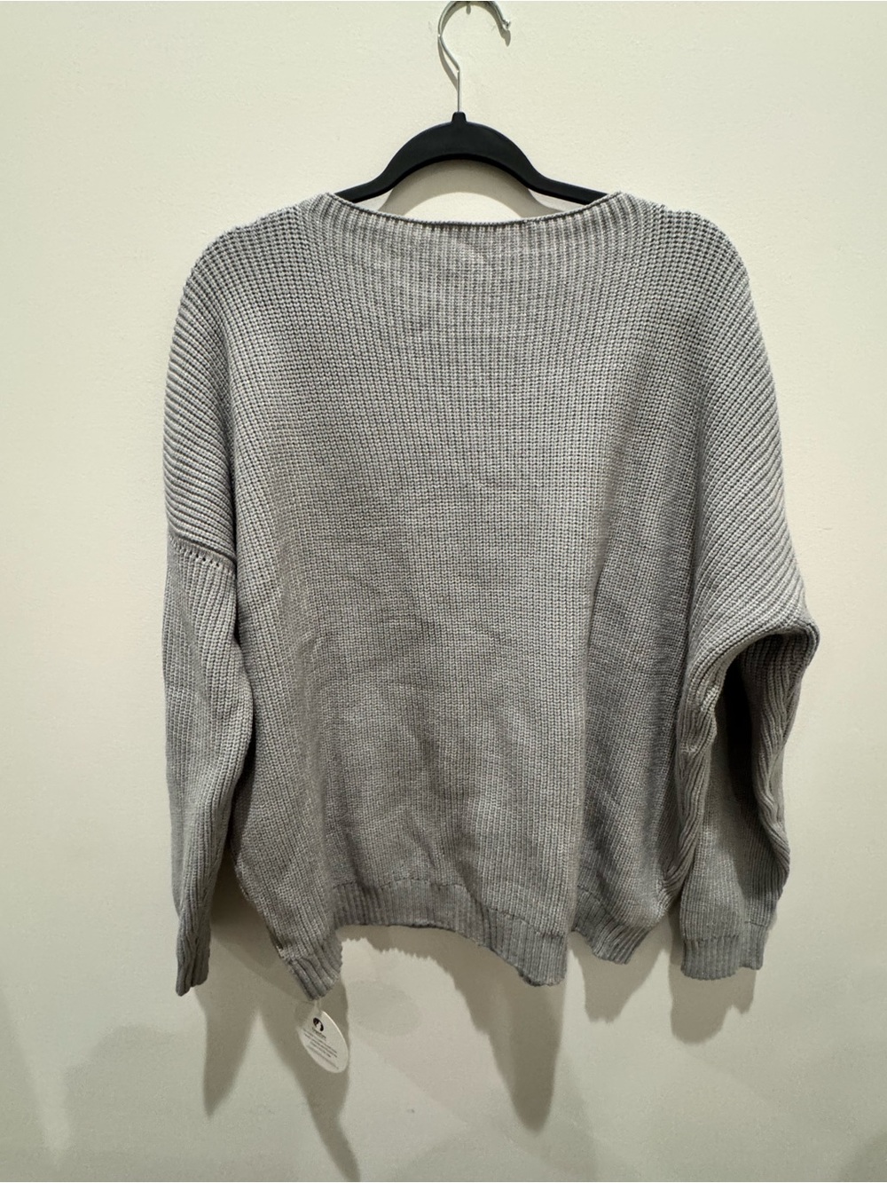 Relaxed Light Gray Ribbed Crewneck Sweater - Picture 3 of 9